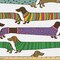 Ambesonne Dog Lover Fabric by The Yard, Cartoon Style Dachshunds Dressed in Pyjamas Chevron Lines Polka Dots and Hearts, Decorative Fabric for Upholstery and Home Accents, 1 Yard, Brown